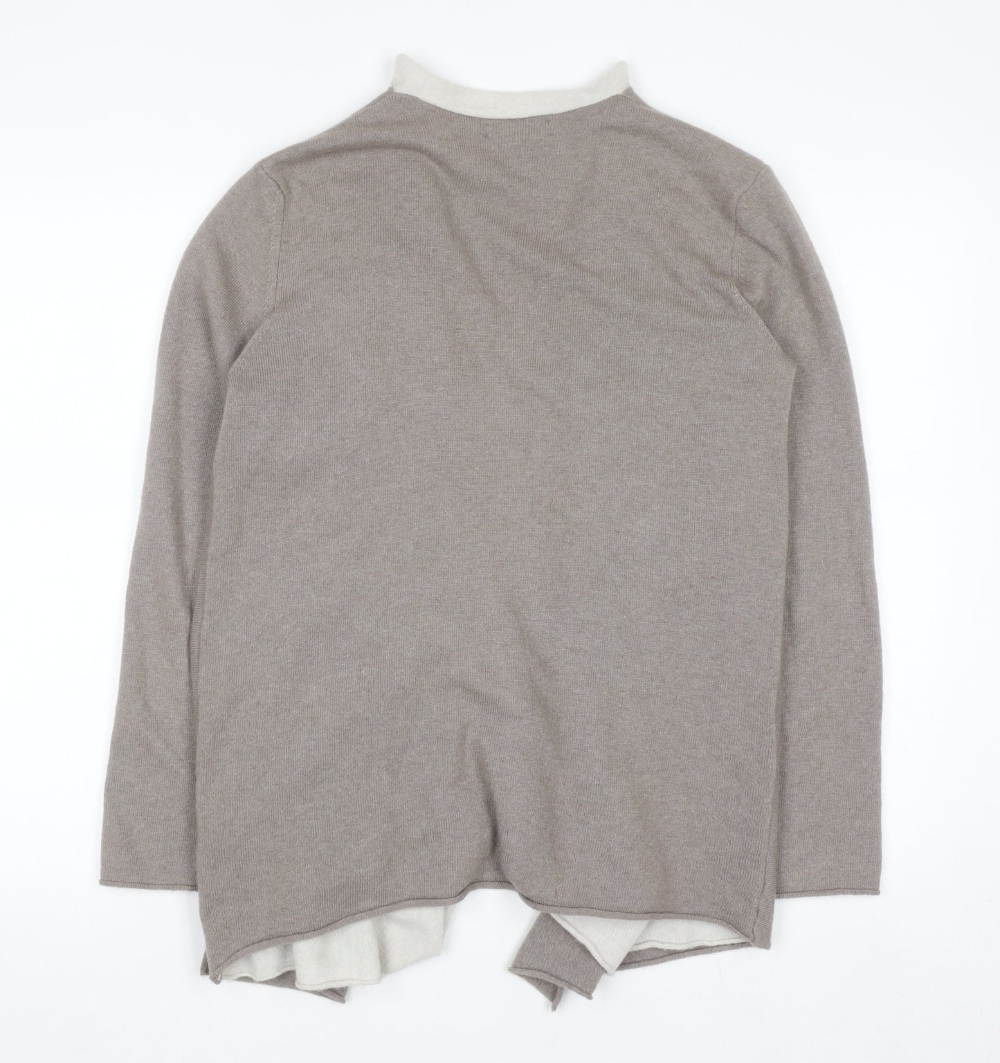 Benedetta B. Women's Beige Merino Wool Blend Open Cardigan L