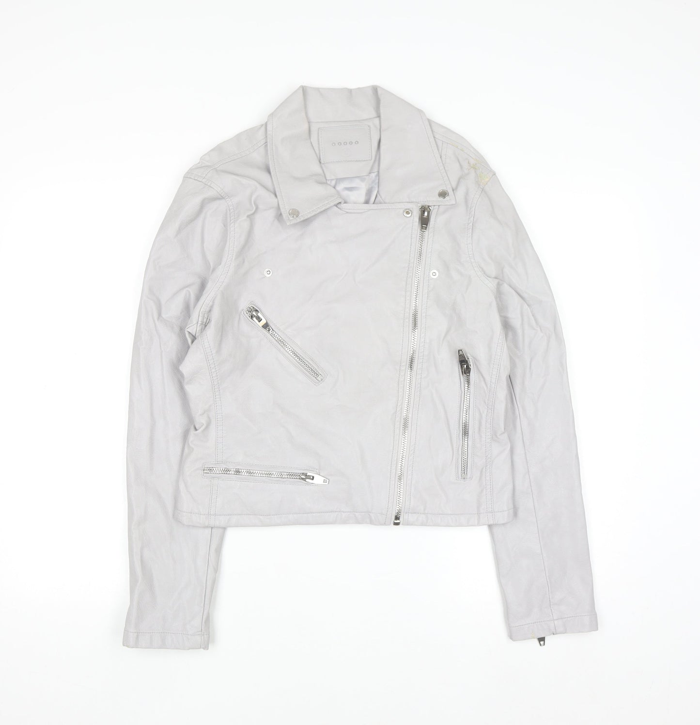 BLANKNYC Womens Grey Faux Leather Biker Jacket Size L