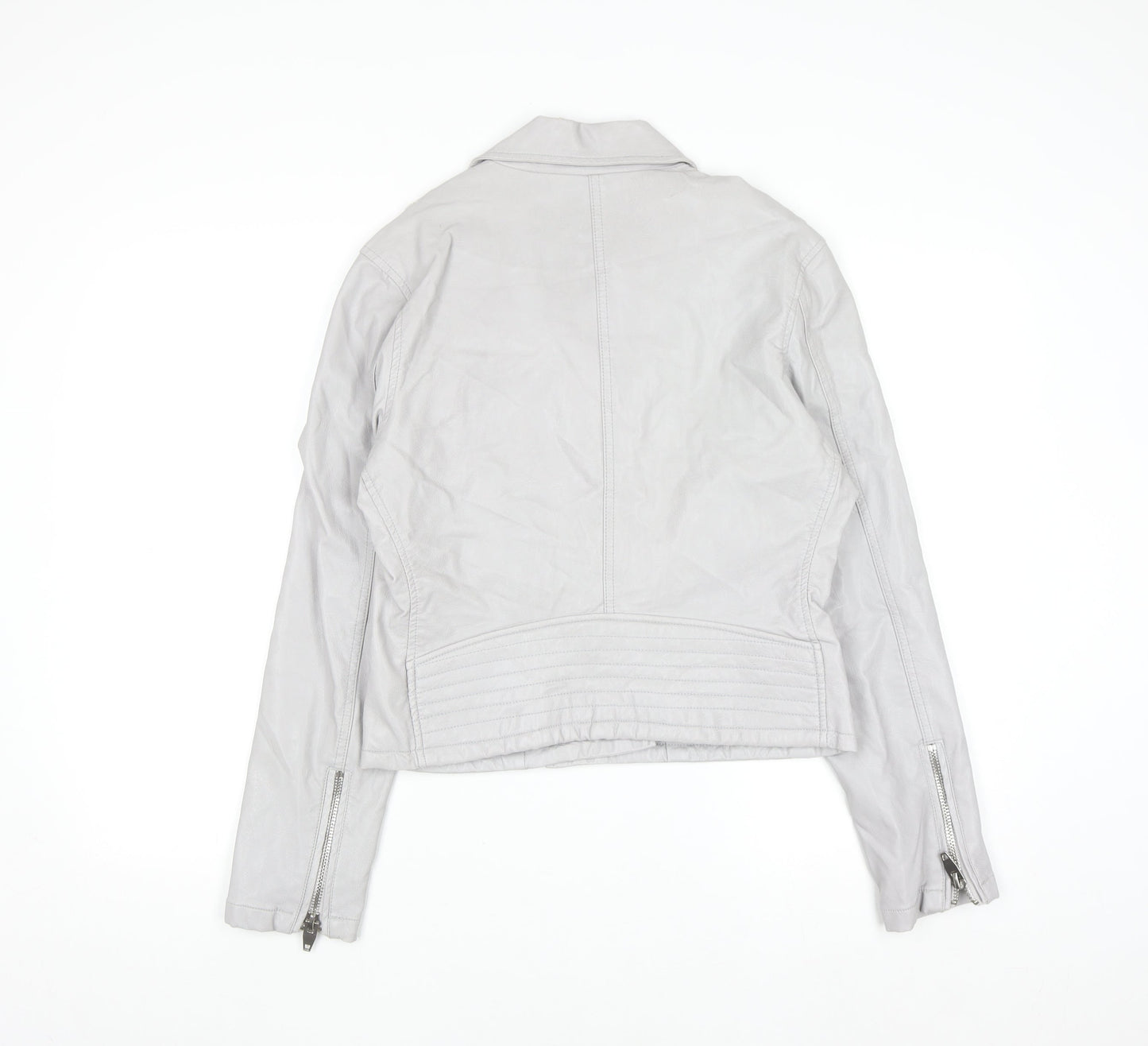 BLANKNYC Womens Grey Faux Leather Biker Jacket Size L