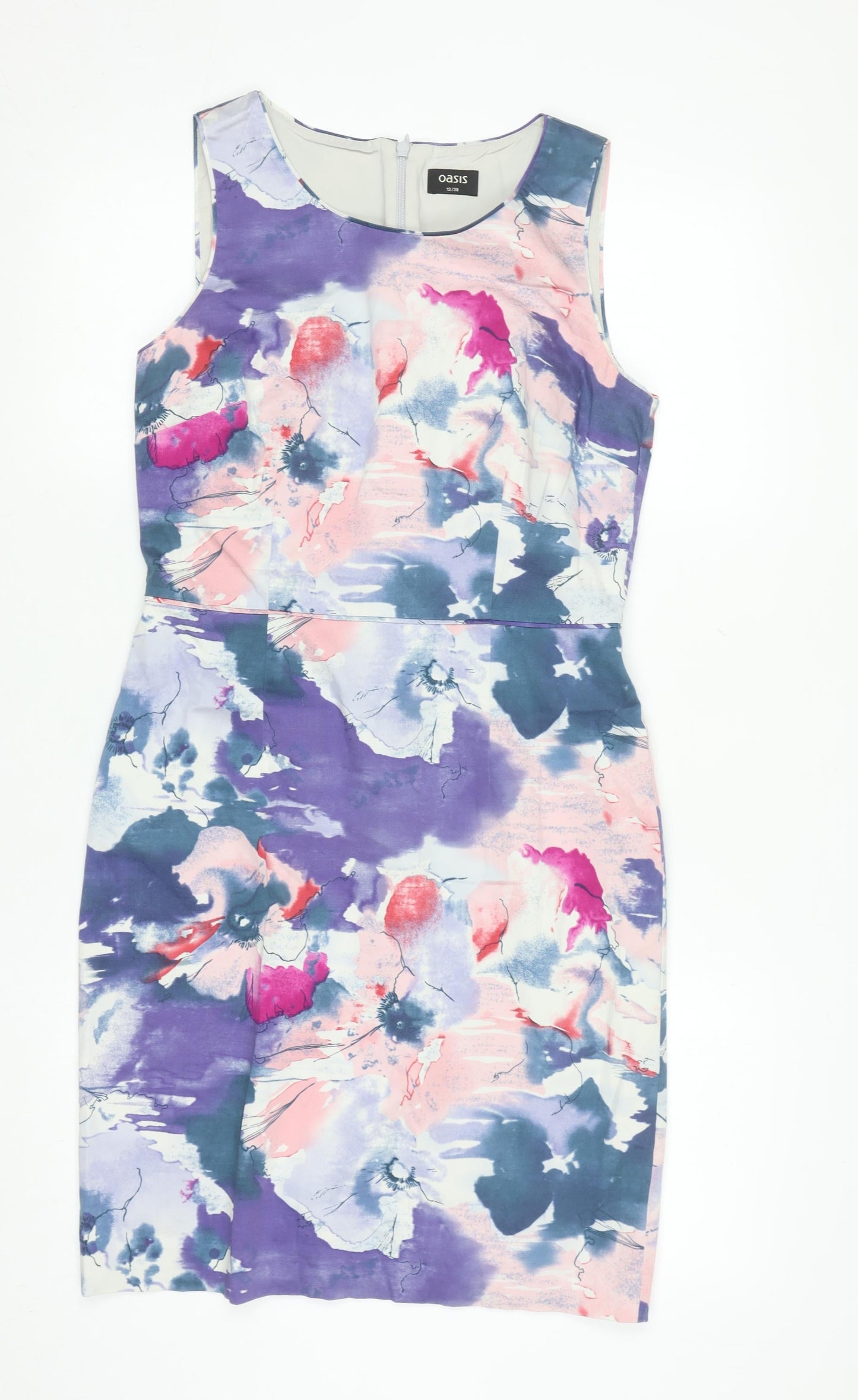 Oasis Women’s Multicoloured Floral Sheath Dress Size 12 Sleeveless