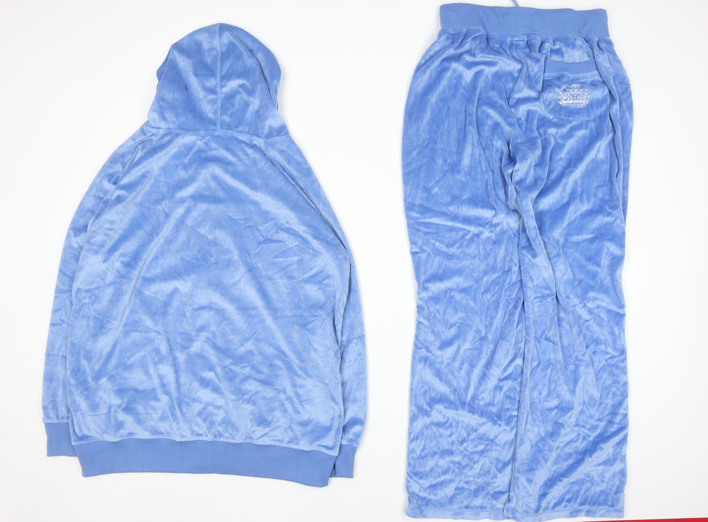 Cookies and Cream Women Blue Velour Tracksuit Size 18 Hooded Zip Sweat Set