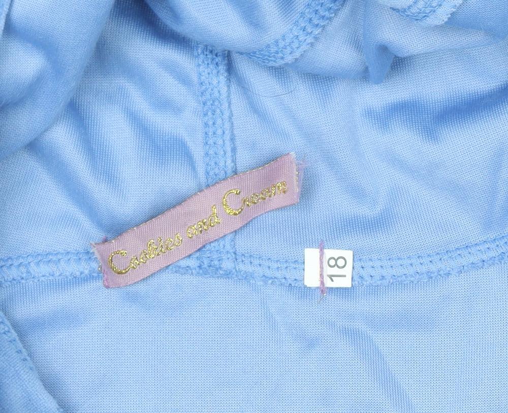 Cookies and Cream Women Blue Velour Tracksuit Size 18 Hooded Zip Sweat Set
