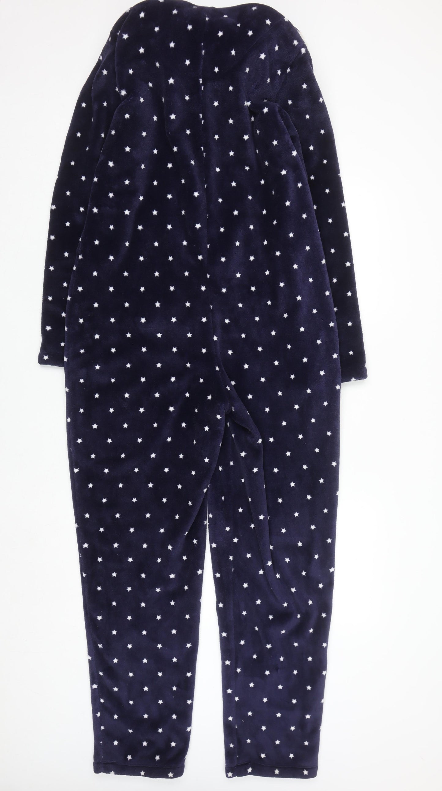 Marks and Spencer Women Blue Star Print Hooded Velour Onesie Size 12