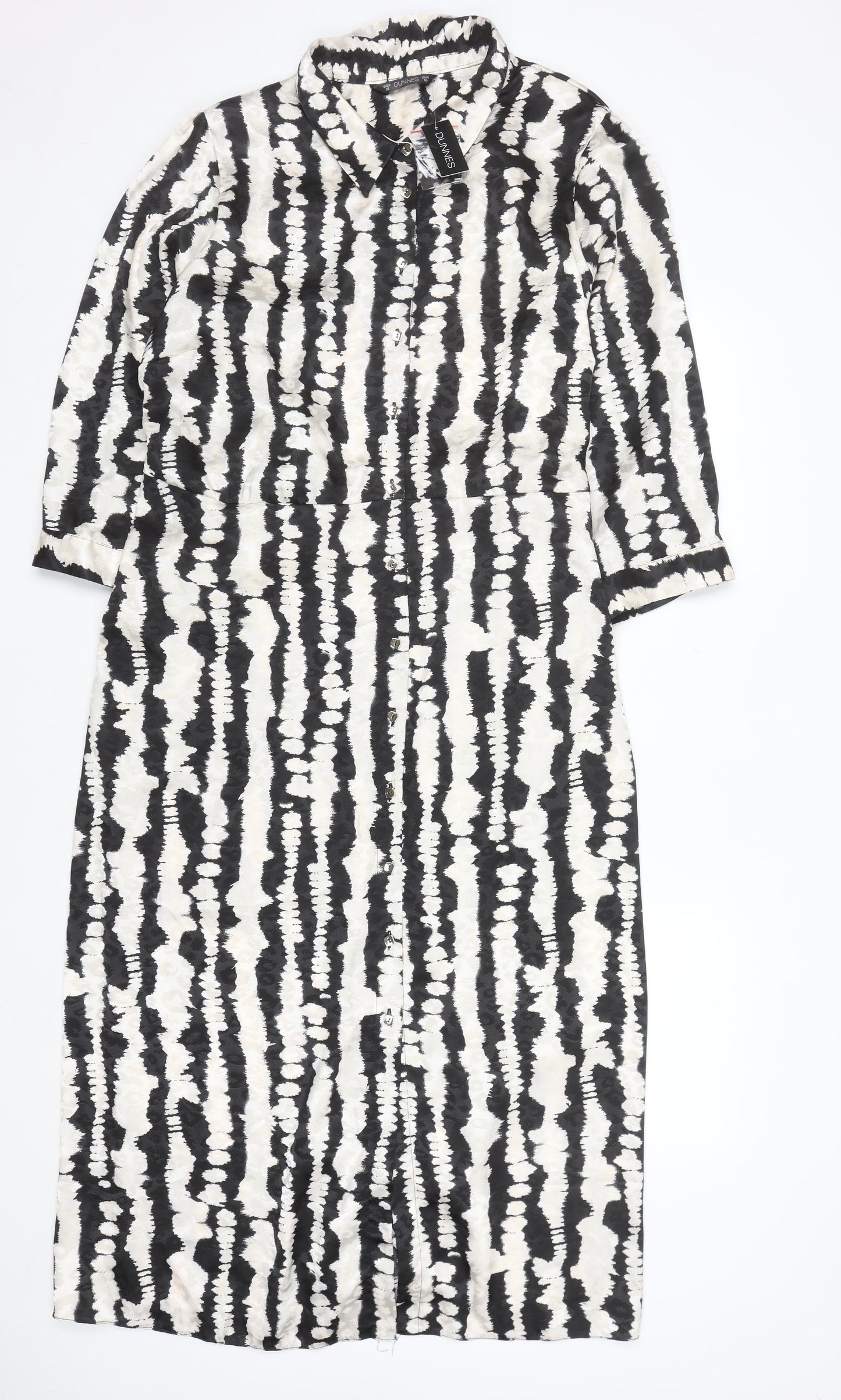 Dunnes Stores Women’s Black Tie-Dye Collared Midi Shirt Dress Size 22