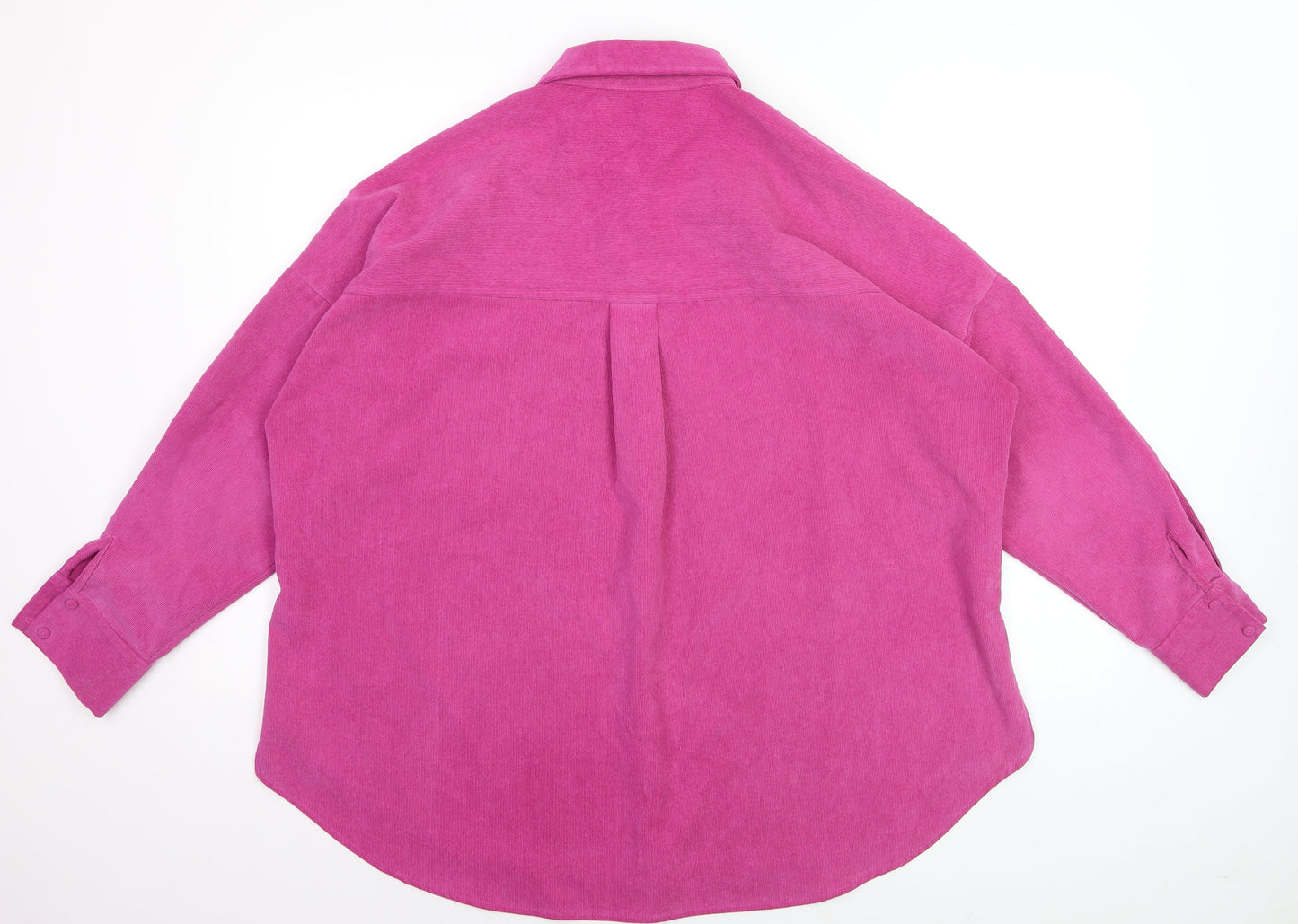 ZARA Womens Pink Corduroy Button-Up Shirt Size M Long Sleeve