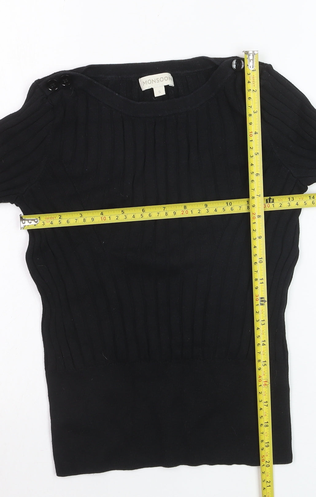 Monsoon Women’s Black Ribbed Knit Boat Neck Jumper Size S