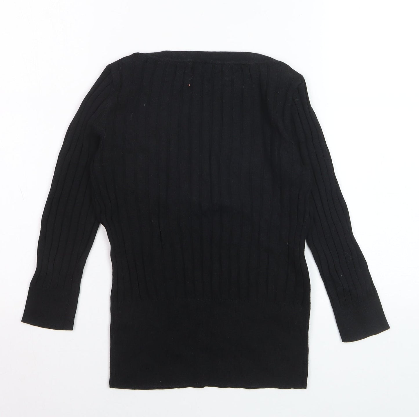 Monsoon Women’s Black Ribbed Knit Boat Neck Jumper Size S