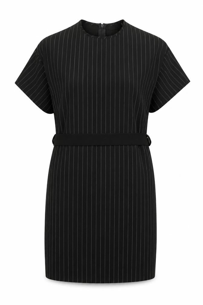 PRETTYLITTLETHING Womens Black Striped Tunic Blouse Size 6
