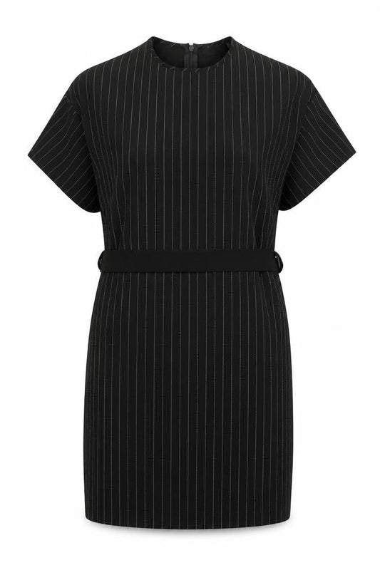 PRETTYLITTLETHING Womens Black Striped Tunic Blouse Size 6