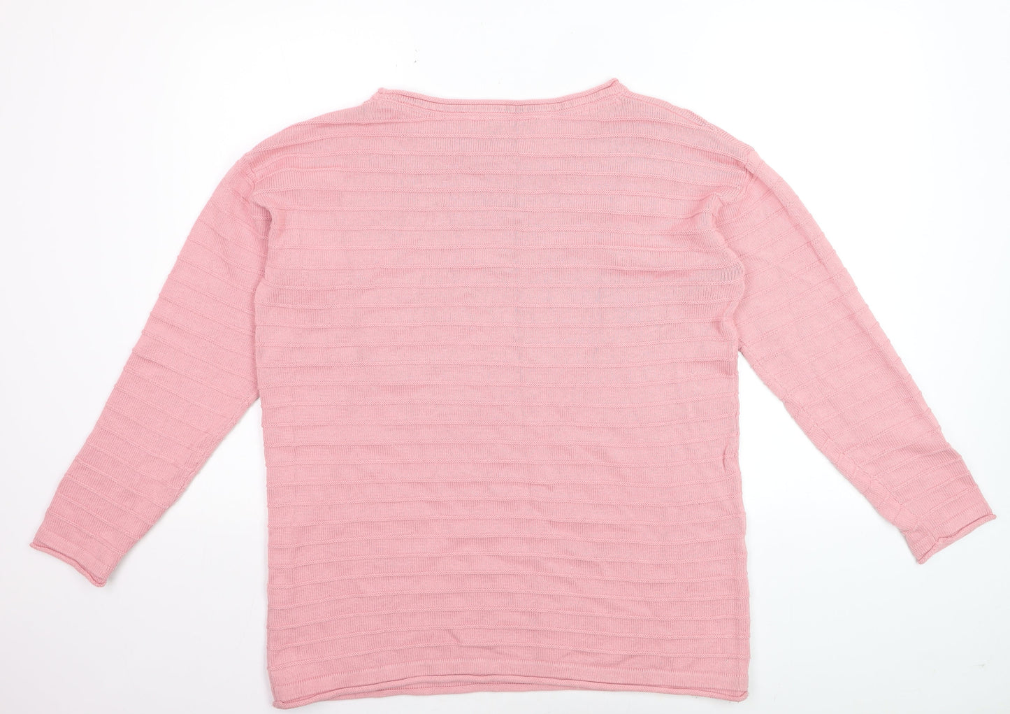 Crew Clothing Women Pink Cotton Blend Knit Jumper Size 16