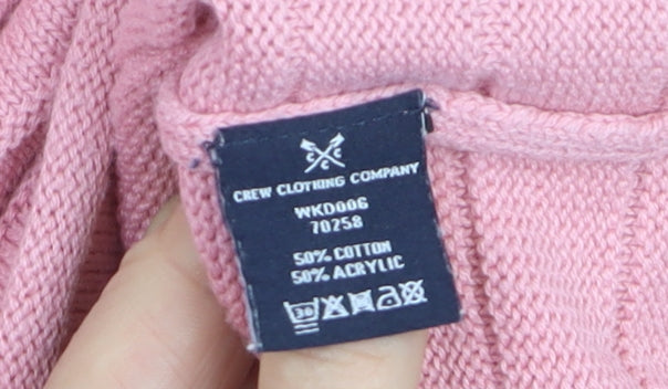 Crew Clothing Women Pink Cotton Blend Knit Jumper Size 16