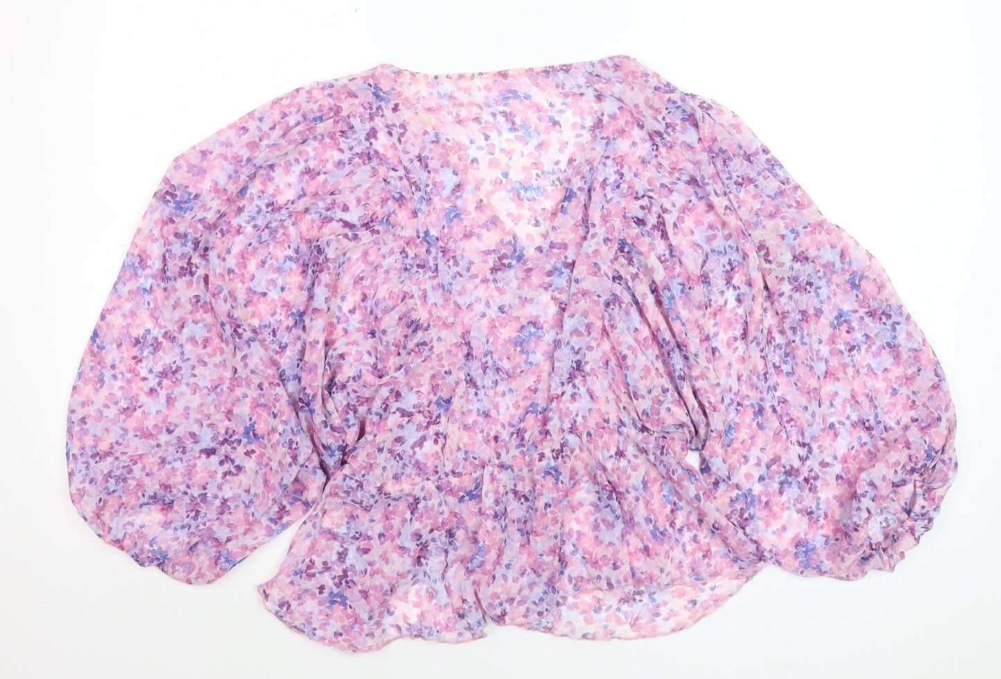 Savida Women’s Multicoloured Floral Chiffon V-Neck Blouse Size 14
