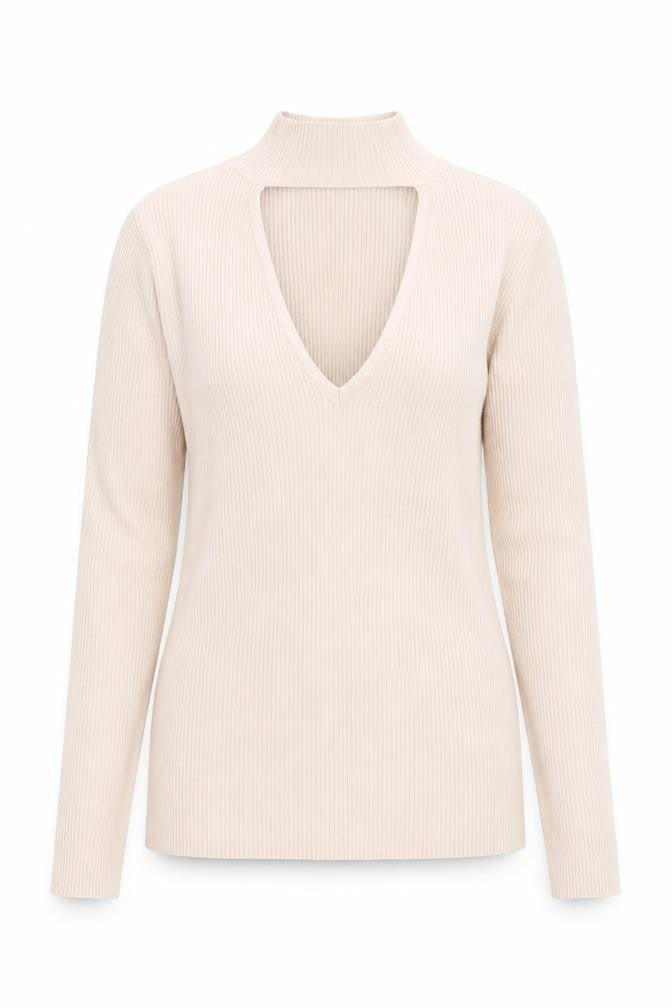 River Island Womens Beige V-Neck Knit Jumper Size 12