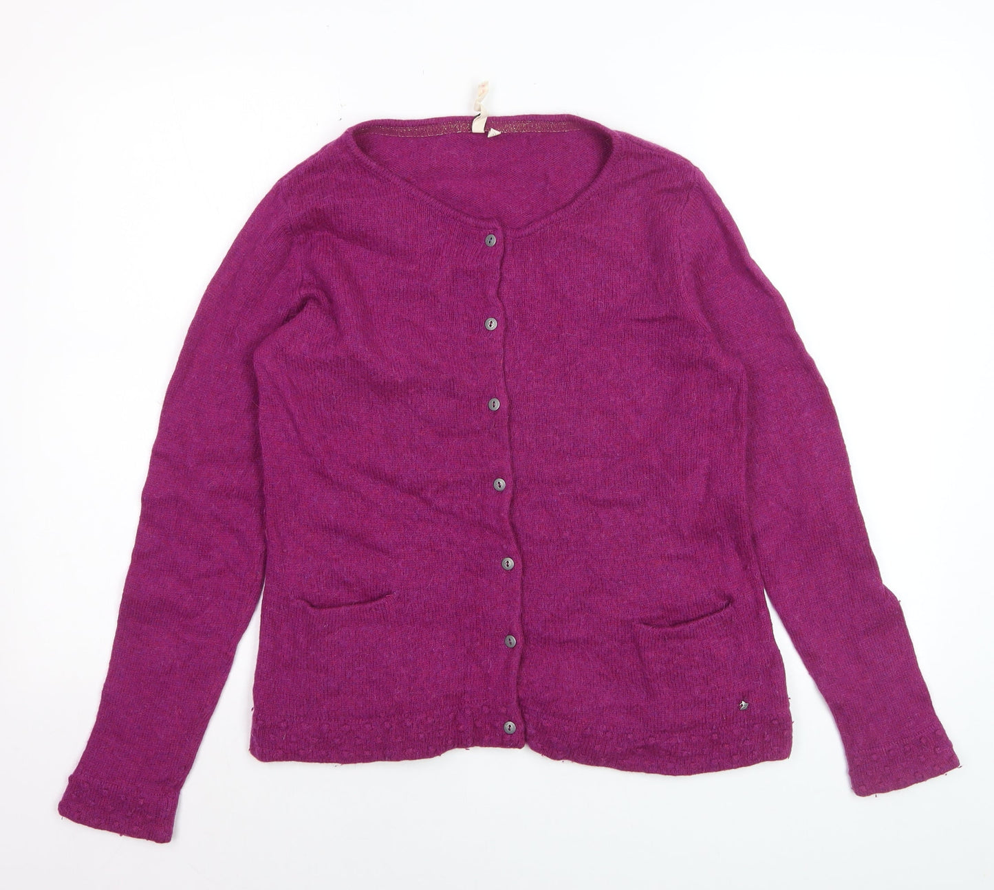 White Stuff Women's Purple Wool Blend Button Cardigan Size 12