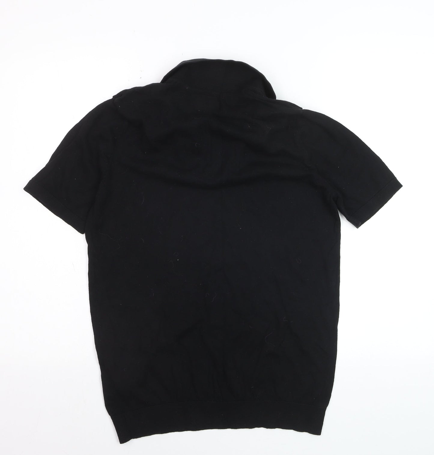 ASOS DESIGN Women's Black Collared Short Sleeve Cotton Jumper Size S