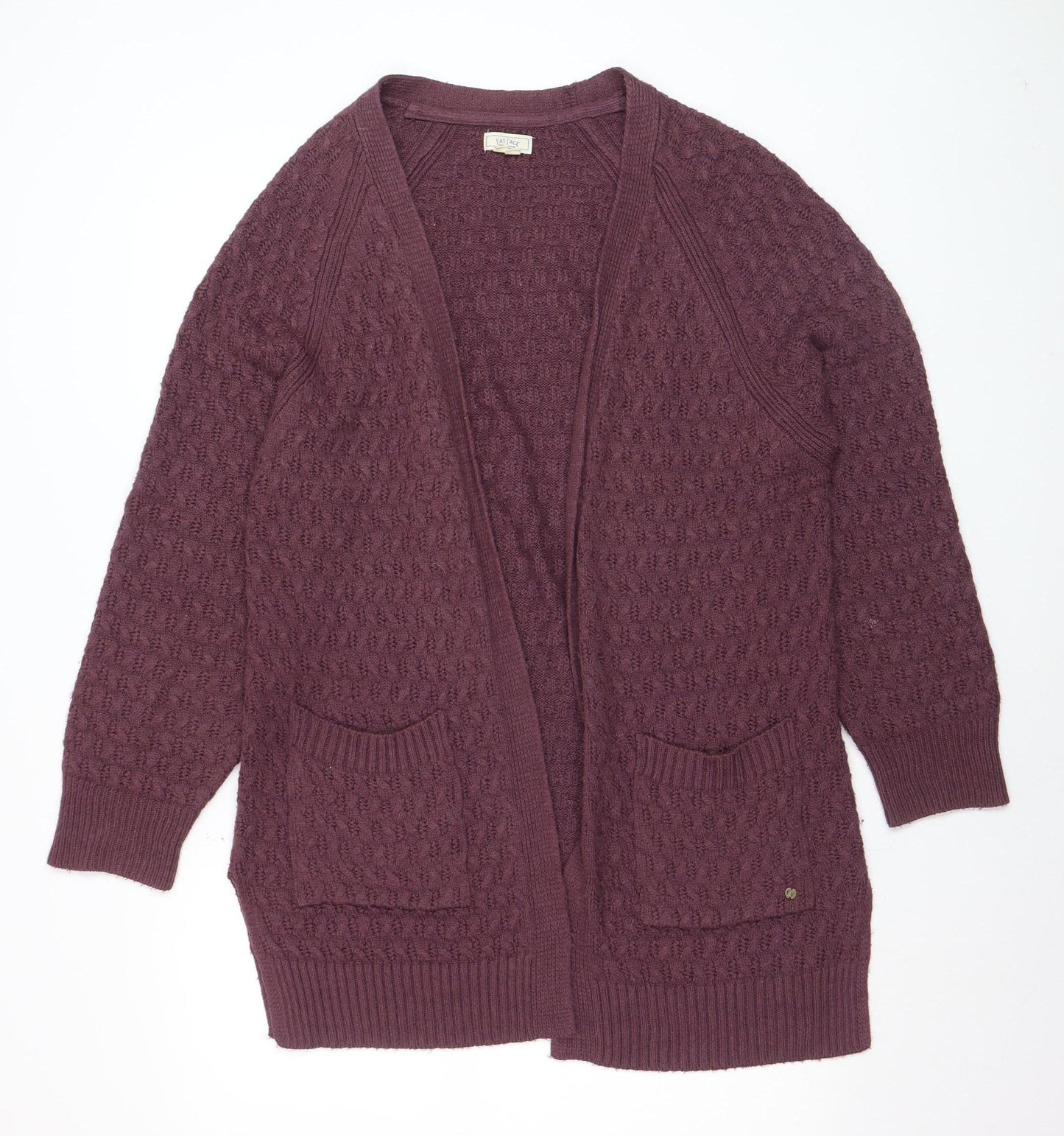 Fat Face Women’s Purple Chunky Knit Long Sleeve Cardigan Size 12