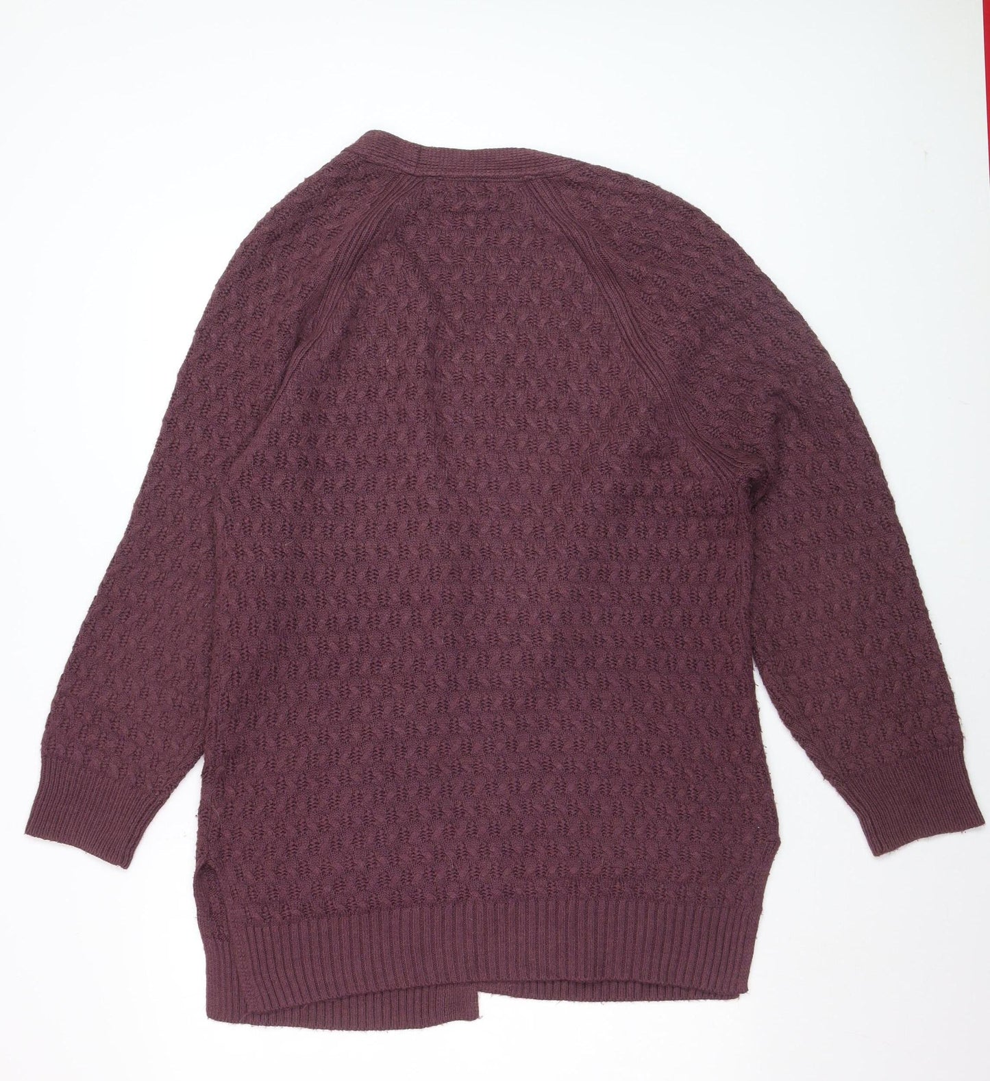 Fat Face Women’s Purple Chunky Knit Long Sleeve Cardigan Size 12