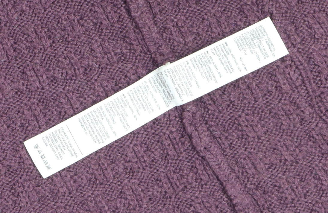Fat Face Women’s Purple Chunky Knit Long Sleeve Cardigan Size 12