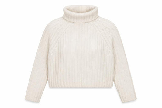 Zara Women Ivory Roll Neck Ribbed Knit Wool Blend Jumper Size S