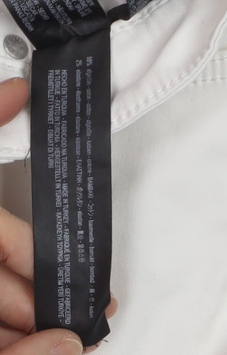 Zara Woman White Slim Fit Ankle Zip Jeans Size 14