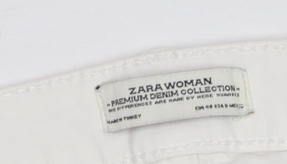 Zara Woman White Slim Fit Ankle Zip Jeans Size 14