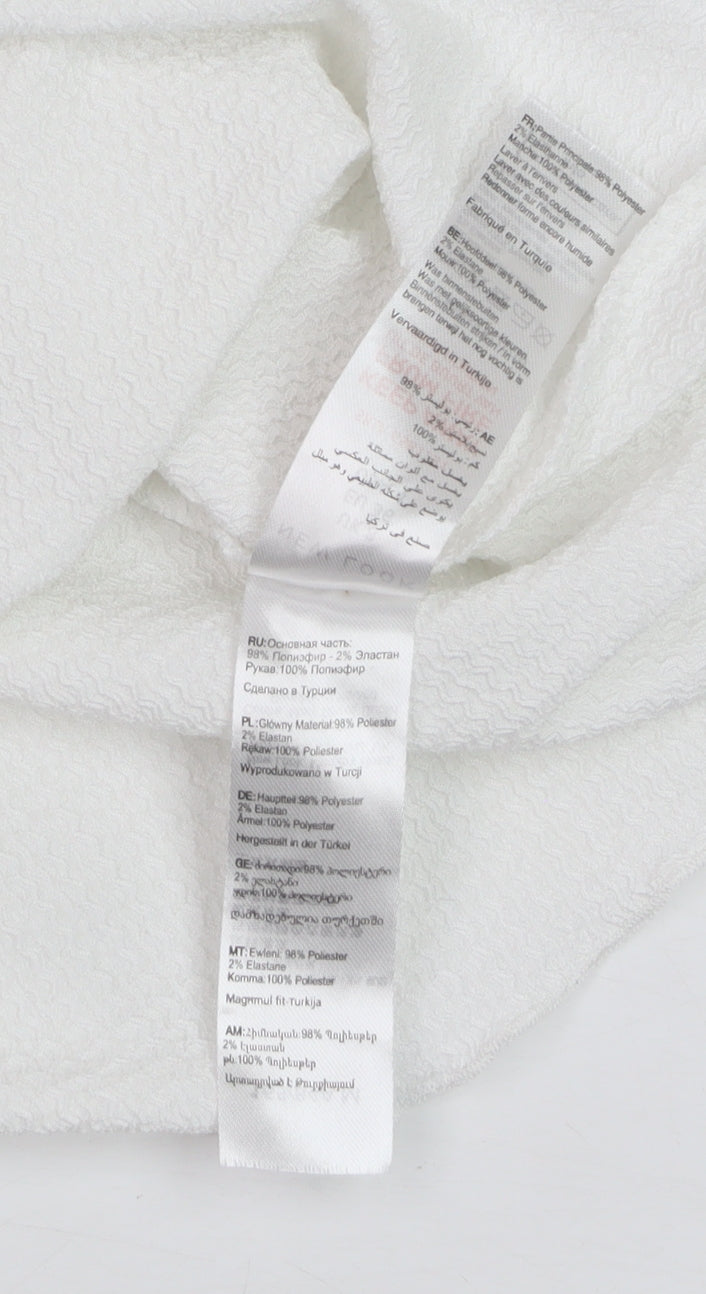 New Look Women's White Cropped Blouse Size 8 Puff Sleeve