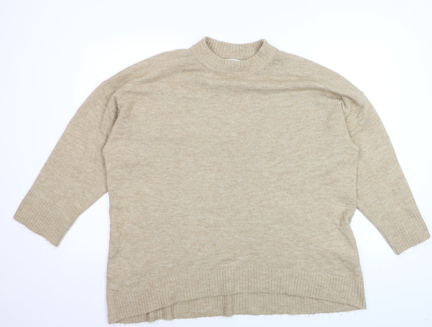 ONLY Women's Beige XL Mock Neck Knit Pullover Jumper