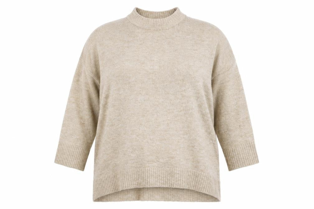 ONLY Women's Beige XL Mock Neck Knit Pullover Jumper