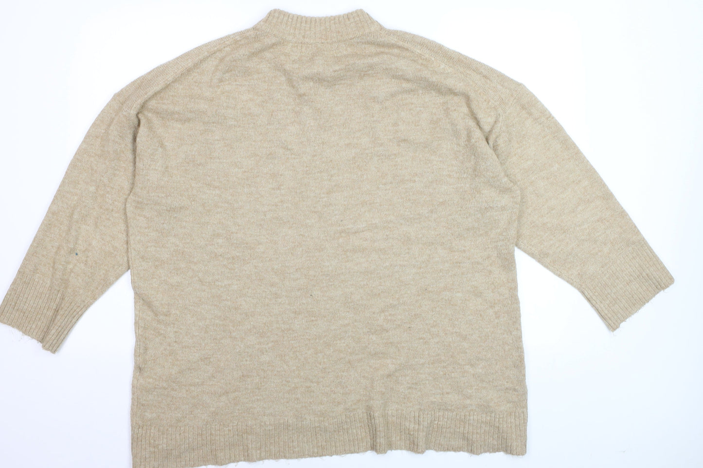 ONLY Women's Beige XL Mock Neck Knit Pullover Jumper