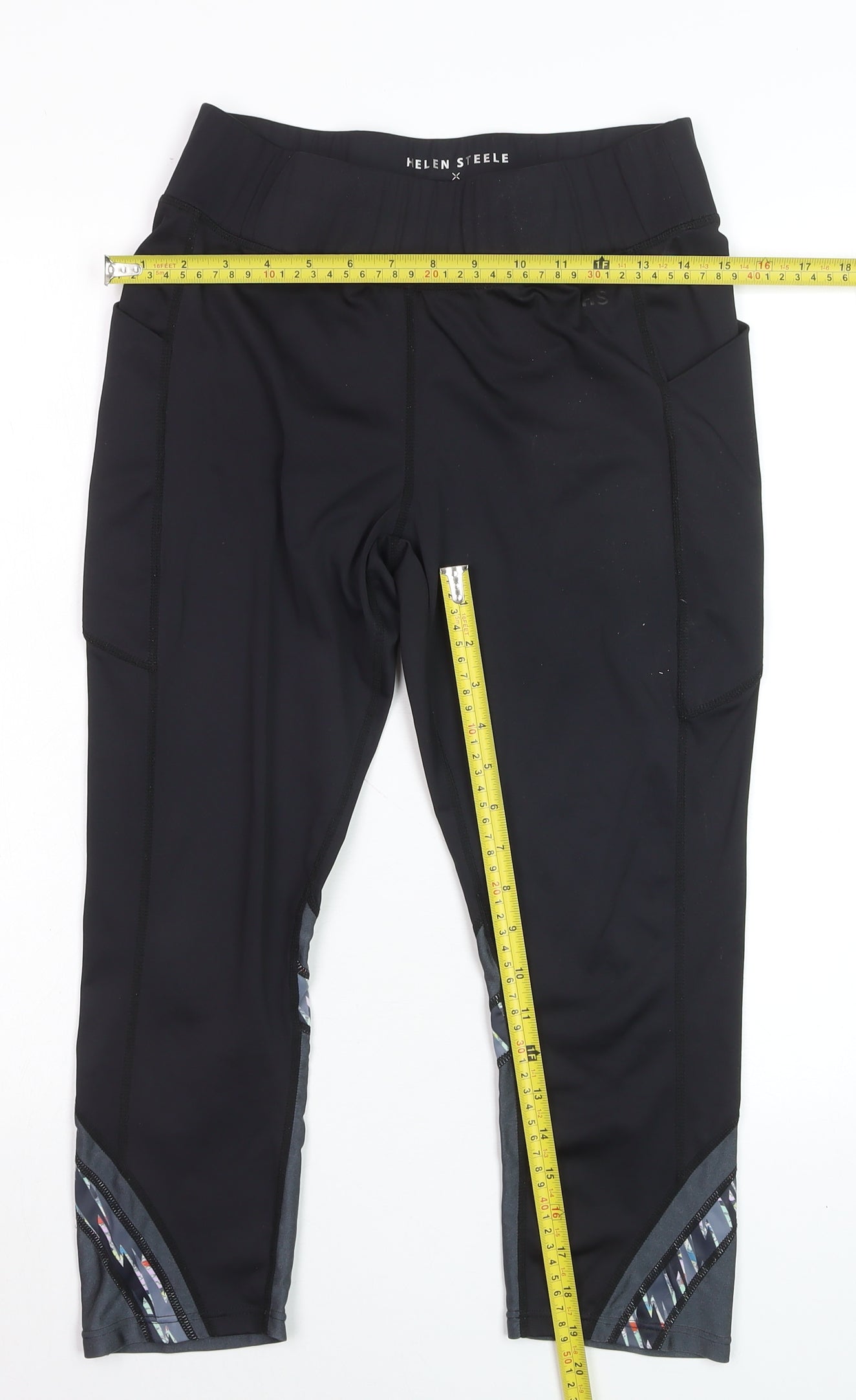 Helen Steele x Dunnes Stores Black Capri Leggings Women's M Breathable Stretch