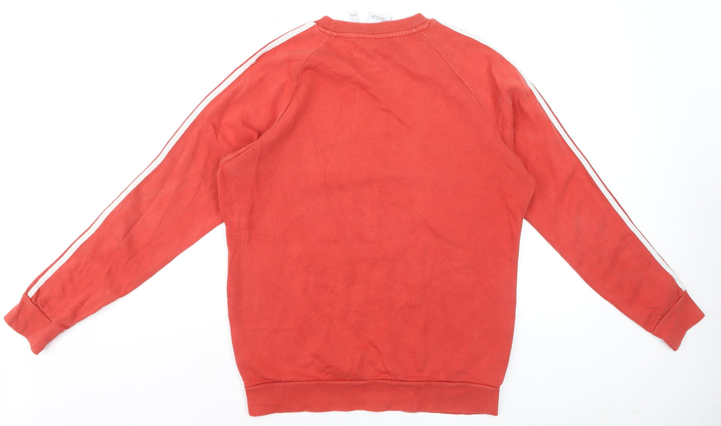 Adidas Men's Red Small Pullover Sweatshirt with 3-Stripes Logo