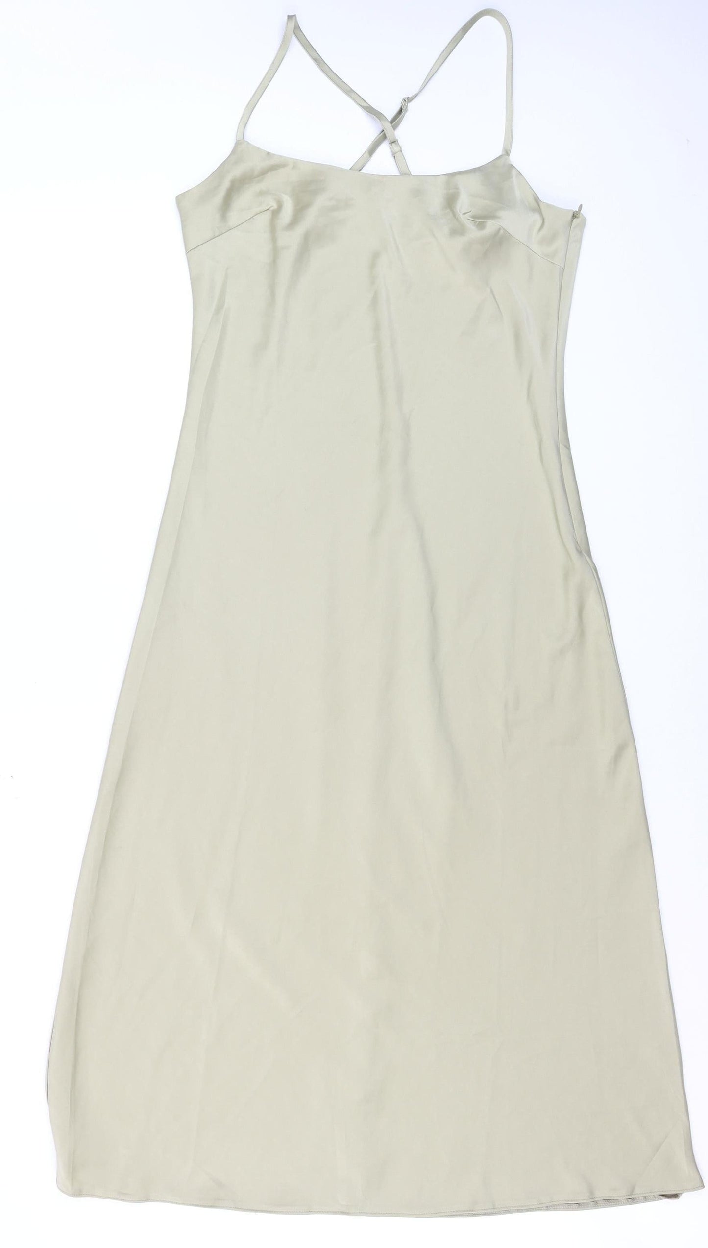 Nasty Gal Women Beige Size 12 Slip Midi Satin Dress