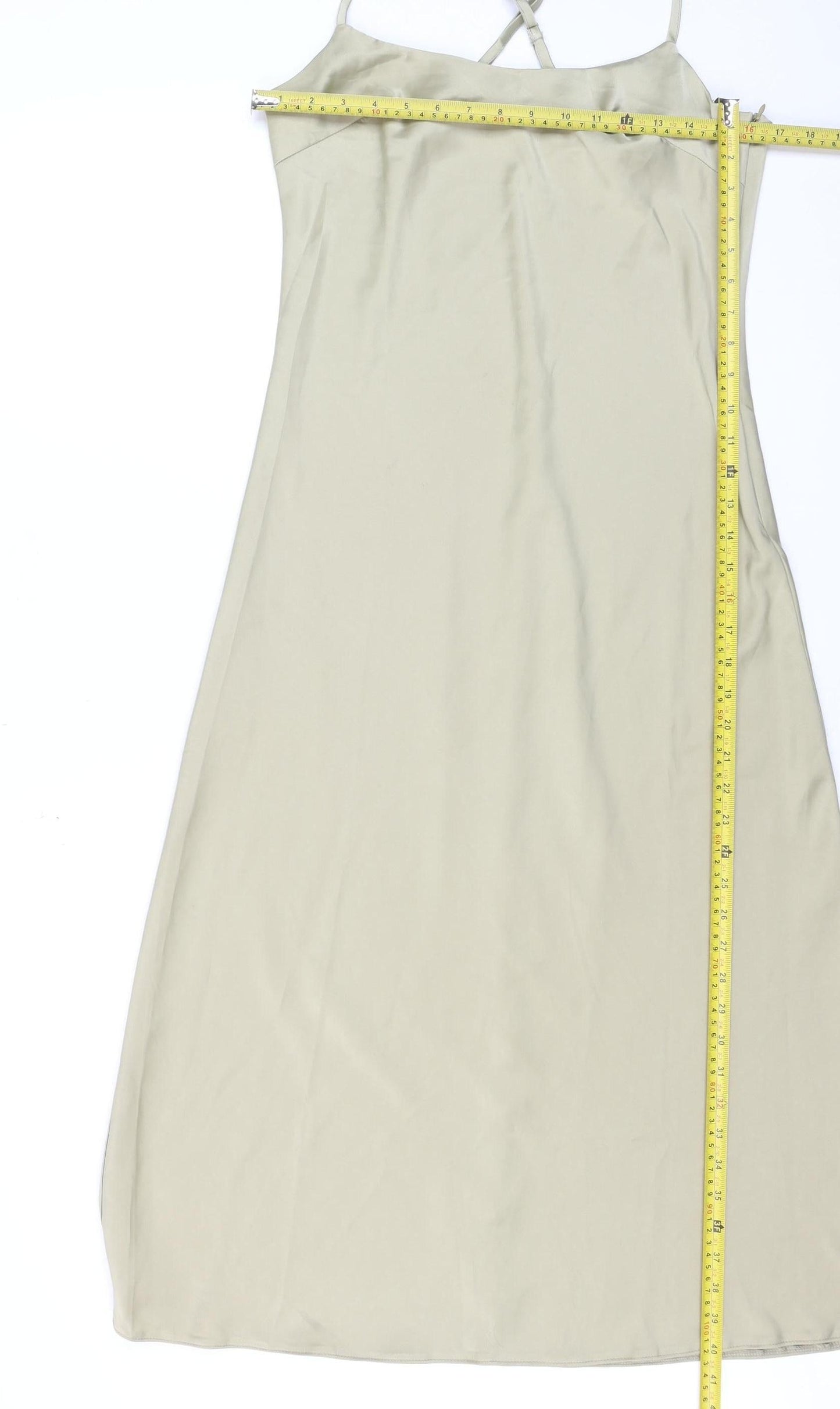 Nasty Gal Women Beige Size 12 Slip Midi Satin Dress