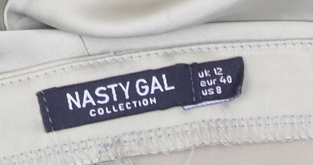 Nasty Gal Women Beige Size 12 Slip Midi Satin Dress