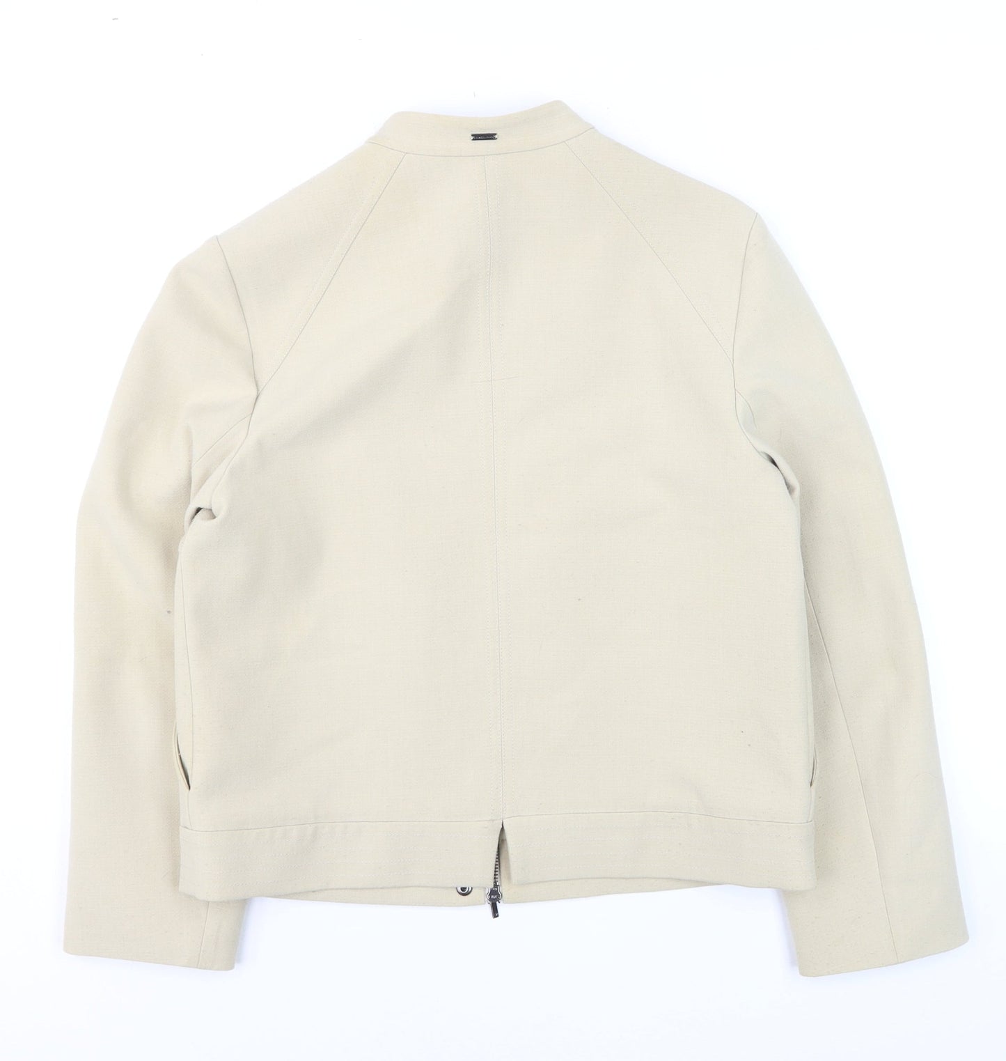 Armani Jeans Women’s Beige Short Twill Zip Jacket Size 16