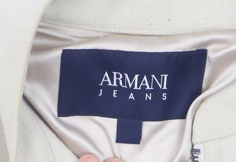 Armani Jeans Women’s Beige Short Twill Zip Jacket Size 16