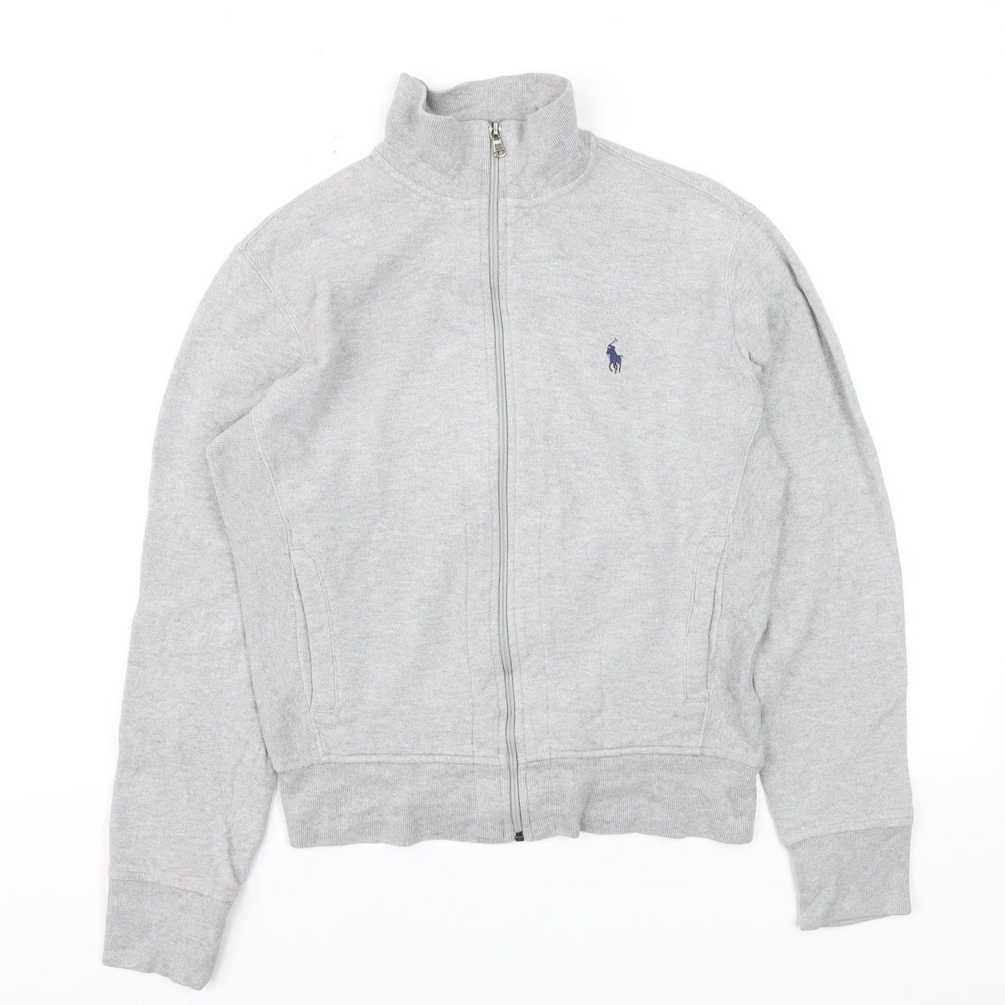 Ralph Lauren Men's Grey Full Zip Cotton Jumper Small