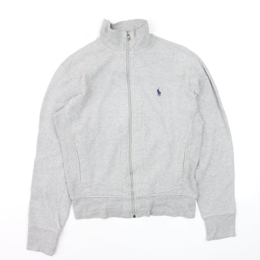 Ralph Lauren Men's Grey Full Zip Cotton Jumper Small