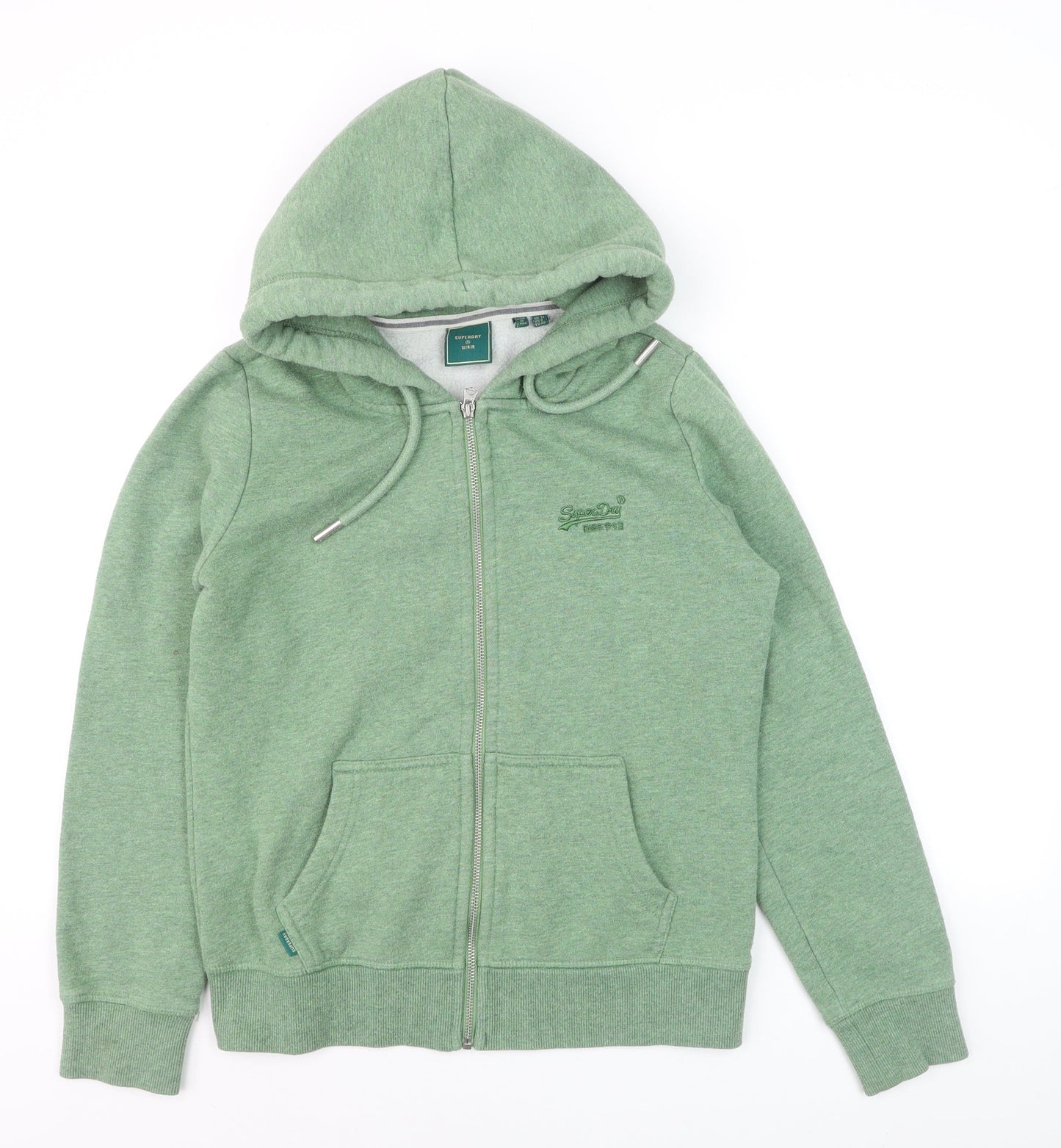 Superdry Women's Green Hoodie Jacket Size 12 Full Zip Hooded Track Style