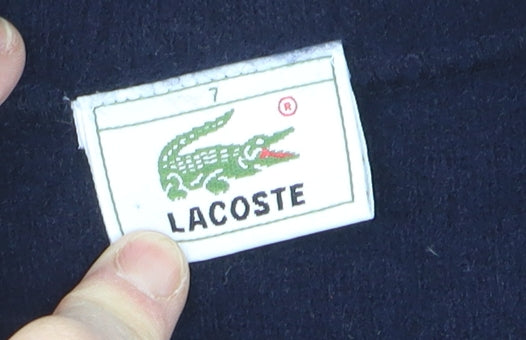 Lacoste Men's Blue Wool Full Zip Jumper 2XL High Neck Classic Knit