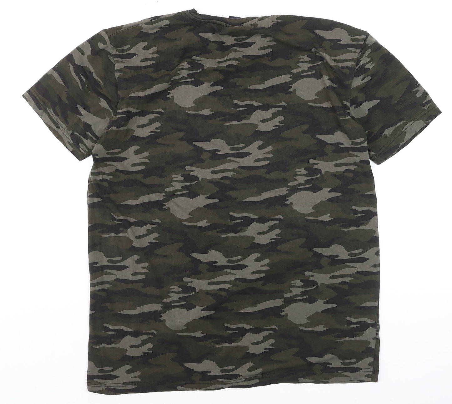 Tommy Hilfiger Men's Green Camouflage Logo Cotton T-Shirt Size L