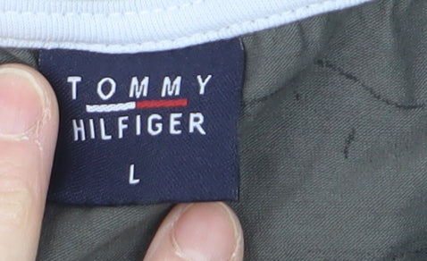 Tommy Hilfiger Men's Green Camouflage Logo Cotton T-Shirt Size L