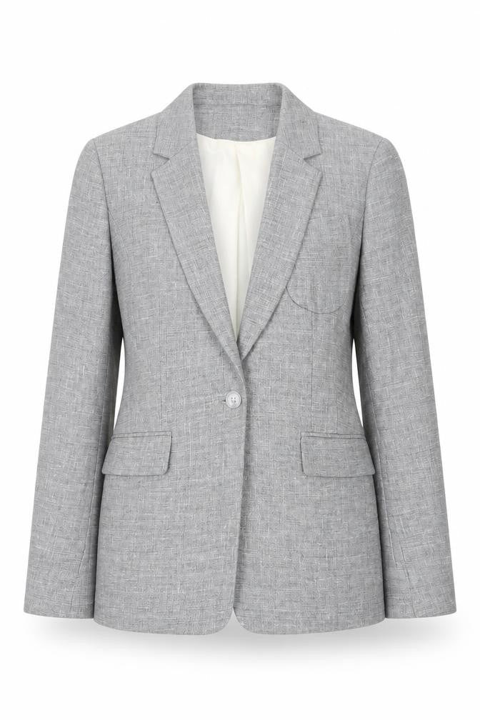 Reiss Women Grey Wool Blend Slim Fit One-Button Blazer UK 10