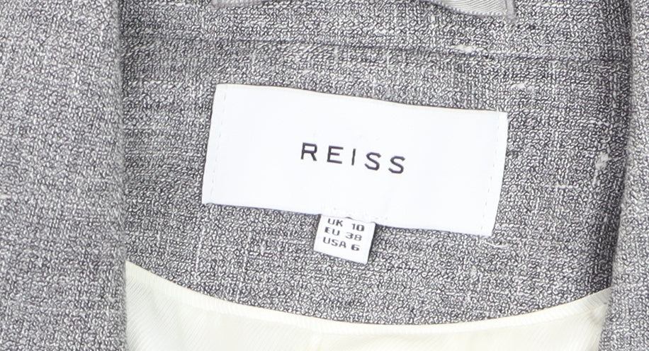 Reiss Women Grey Wool Blend Slim Fit One-Button Blazer UK 10