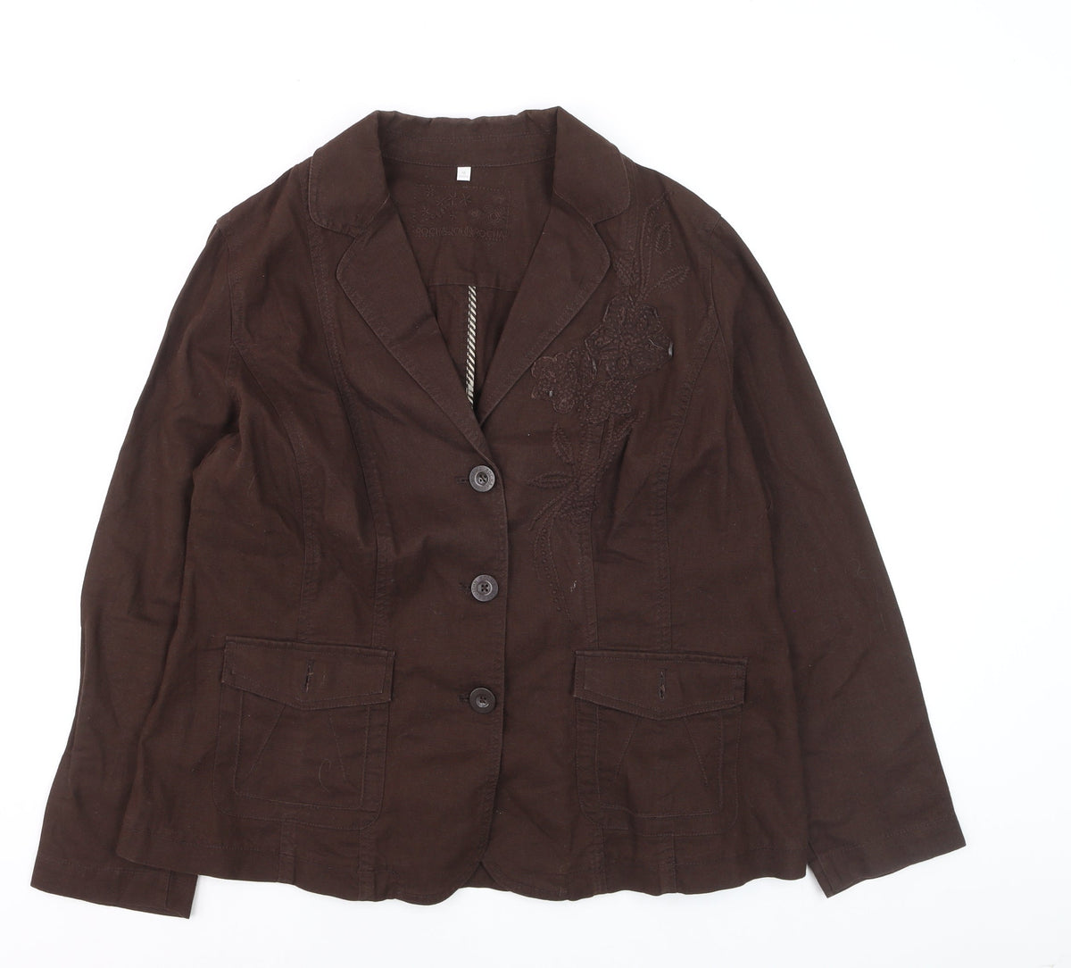 Rocha John Rocha Petite Women’s Brown Linen Blend Blazer Size 18