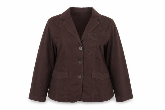 RJR.John Rocha Petite Women’s Brown Linen Blend Blazer Size 18