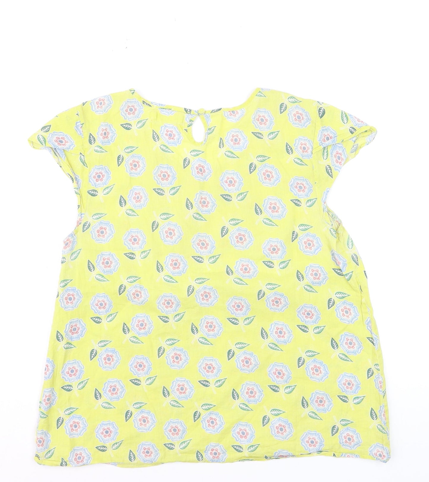 Seasalt Women’s Yellow Floral Cotton Tunic Blouse Size 12