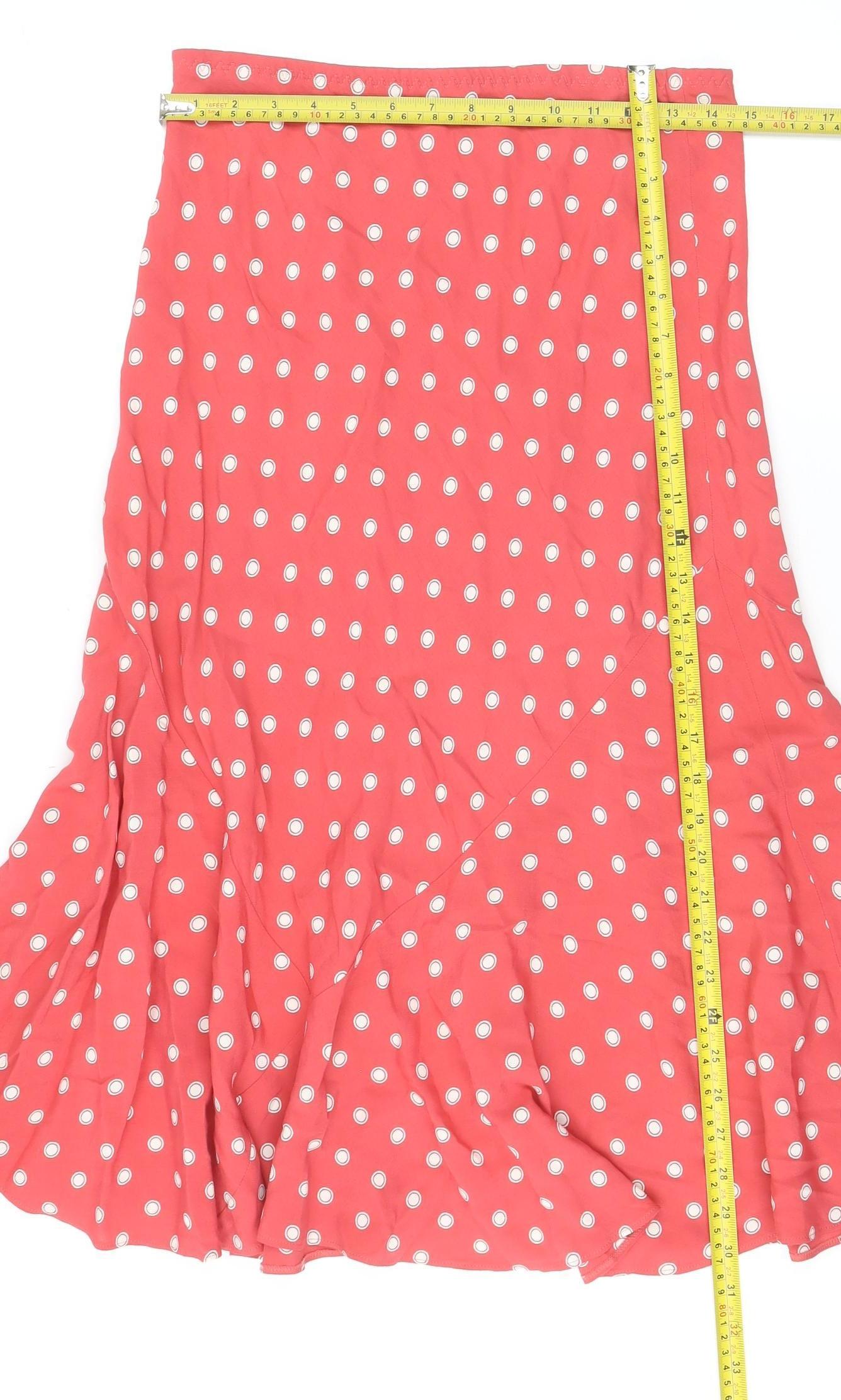 Marks & Spencer Women Pink Polka Dot Flare Skirt Size 12