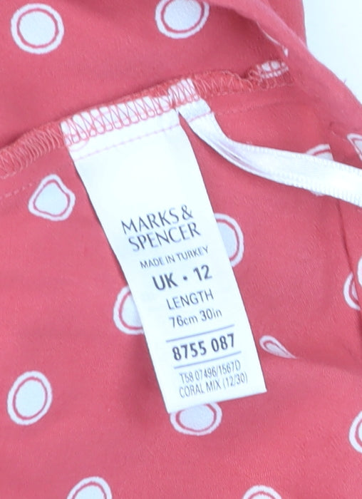 Marks & Spencer Women Pink Polka Dot Flare Skirt Size 12