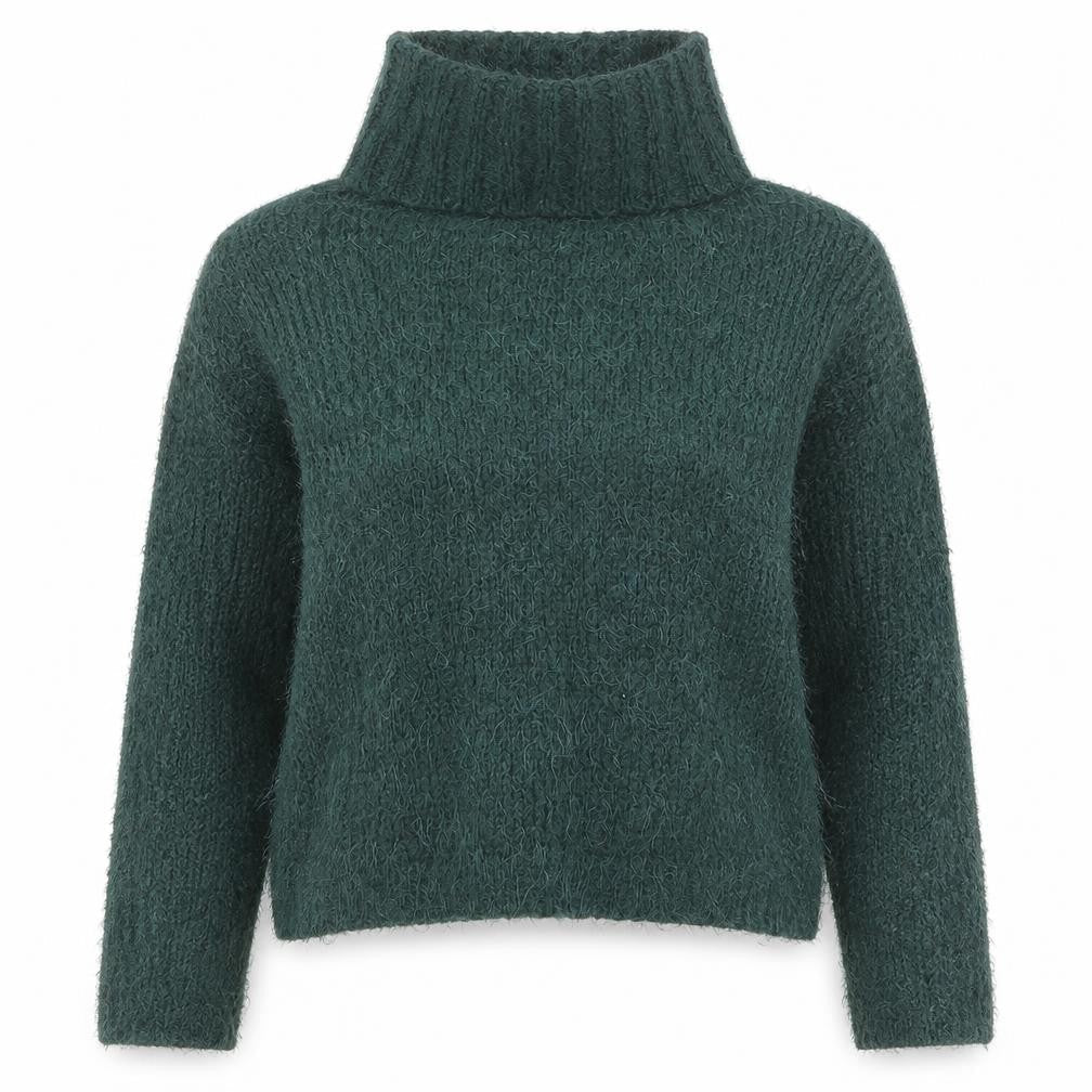 Next Women Green Roll Neck Chunky Knit Winter Jumper Size 8